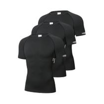 Camiseta De Compressão Masculina Em 3 Peças Para Corrida, Secagem Rápida, Manga Curta, Top Atlético