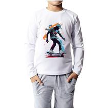 Camiseta de Criança Manga Longa Infantil Imagem Skate