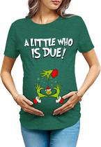 Camiseta de Embarazo OCURHU Verde Anuncio de Embarazo Navidad Talla M Camiseta de Embarazo OCURHU Verde Anuncio de Embarazo Navidad Talla M