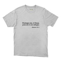 Camiseta de Fé Masculina Algodao Protege-me O Deus Pois Em Ti Me Refugio Missa Confortavel