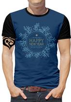 Camiseta de Feliz Ano Novo PLUS SIZE Masculina Blusa Azul