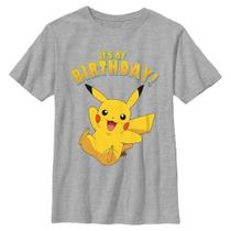 Camiseta de festa de aniversário Pokémon Pikka para meninos, tamanho XS