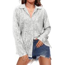 Camiseta de festa Zando Sparkling com blusa de lantejoulas e strass para mulheres