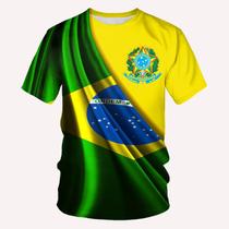 Camiseta de fitness de rua brasil bandeira masculina 3d verão moda casual tendência criativa impressão alta qualidade em torno do pescoço mangas curta - Shop1100390669 Store