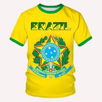 Camiseta de fitness de rua brasil bandeira masculina 3d verão moda casual tendência criativa impressão alta qualidade em torno do pescoço mangas curta - Shop1100390669 Store