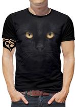 Camiseta de Gato PLUS SIZE Animal Masculina Blusa Preto