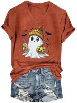 Camiseta de Halloween CHUNTIANRAN Ghost Orange para mulheres