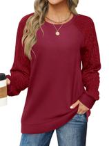 Camiseta de inverno LOMON para mulheres, túnica tricotada, cor de vinho