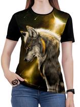 Camiseta de Lobo Feminina Animal Galaxia Espaço blusa Camiseta de Lobo Feminina Animal Galaxia Espaço blusa