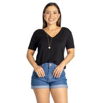 Camiseta de Malha de Viscose Gola V