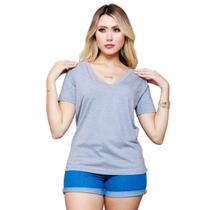 Camiseta de Malha de Viscose Gola V