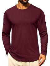 Camiseta de manga comprida Cotrasen casual com gola redonda para homens