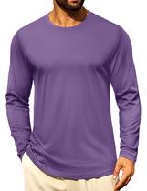 Camiseta de manga comprida Cotrasen casual com gola redonda para homens
