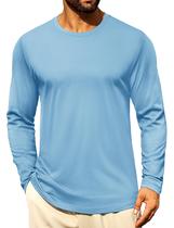 Camiseta de manga comprida Cotrasen com gola redonda para homens azul celeste M Camiseta de manga comprida Cotrasen com gola redonda para homens azul celeste M