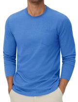 Camiseta de manga comprida Cotrasen masculina de algodão azul marinho Camiseta de manga comprida Cotrasen masculina de algodão azul marinho