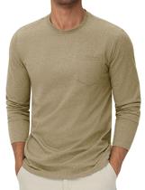Camiseta de manga comprida Cotrasen masculina de algodão marrom claro Camiseta de manga comprida Cotrasen masculina de algodão marrom claro