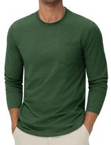 Camiseta de manga comprida Cotrasen masculina de algodão verde escuro Camiseta de manga comprida Cotrasen masculina de algodão verde escuro