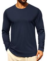 Camiseta de manga comprida Cotrasen para homens com gola redonda azul marinho S Camiseta de manga comprida Cotrasen para homens com gola redonda azul marinho S