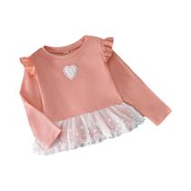 Camiseta De Manga Comprida Para Bebês Meninas, Tecido Confortável Com Acabamento Em Renda, 1-5 Anos,