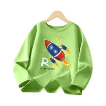 Camiseta De Manga Comprida Para Bebês Meninos, Primavera E Outono, Desenho Animado, Foguete