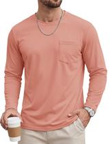 Camiseta de manga comprida TACVASEN com bolso de gola redonda para homens Camiseta de manga comprida TACVASEN com bolso de gola redonda para homens