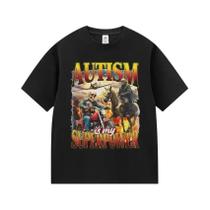Camiseta De Manga Curta Com Estampa Gótica Autism Superpower, Divertida E Casual Para O Verão Camiseta De Manga Curta Com Estampa Gótica Autism Superpower, Divertida E Casual Para O Verão