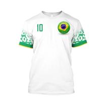 Camiseta De Manga Curta Da Seleção Brasileira Masculina 2022 Moda Esportiva Fitness Top De Futebol