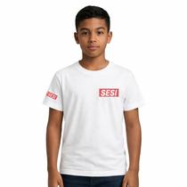 Camiseta de manga curta Uniforme Sesi Escolar camisa unissex Infantil - adulto