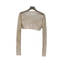 Camiseta De Manga Longa Slim Fit Com Brilho De Diamante, Top Sexy Para Noite Em Clube 2023