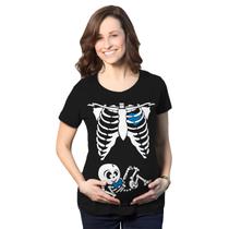 Camiseta de maternidade Crazy Dog Skeleton Halloween Black L