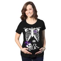 Camiseta de maternidade Crazy Dog Witch-Baby Skeleton Halloween Camiseta de maternidade Crazy Dog Witch-Baby Skeleton Halloween