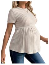Camiseta de maternidade RoseSeek com babados na bainha, manga curta, damasco, S
