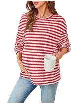 Camiseta de maternidade RoseSeek listrada de manga comprida vermelha/branca Camiseta de maternidade RoseSeek listrada de manga comprida vermelha/branca
