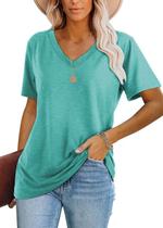 Camiseta de Mujer Lunivop Cuello en V Manga Corta Casual