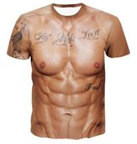 Camiseta de musculação com estampa 3D de tatuagem muscular para homens - Generic