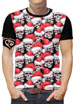 Camiseta de Natal Caveira Masculina Reveillon Blusa