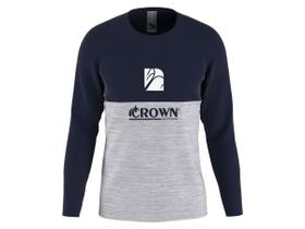 Camiseta de Pesca Crown Manga Longa com Proteção Solar - Azul com Cinza
