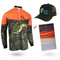 Camiseta de Pesca Faca na Rede Combat S Pirarara 2020 + Bandana + Boné