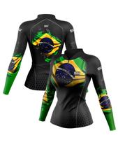Camiseta de Pesca Feminina Brasil Mar Negro Com Luvinha na Manga e Proteção UV50+ Lançamento