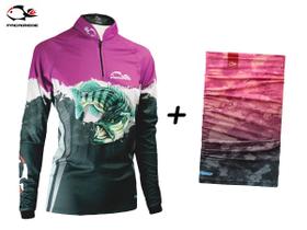 Camiseta de Pesca Feminina Faca na Rede EVO Girl Tucunaré 19/20 + Bandana TB19 Pink