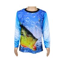 Camiseta de Pesca Infantil Proteção Solar 50+ UV Life Pesca - Tucunaré Açu