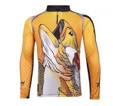 Camiseta De Pesca King Brasil Viking 12-proteção Uv Dourado
