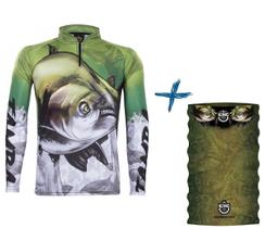 Camiseta De Pesca King Proteção Solar Uv Atack 05 Tamba + Bandana Camiseta De Pesca King Proteção Solar Uv Atack 05 Tamba + Bandana
