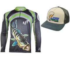 Camiseta De Pesca King Proteção Solar Uv KFF10 Tucunaré + Boné