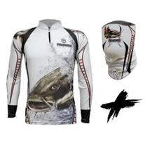 Camiseta De Pesca King Proteção Solar Uv Kff303 Bandana Pirarara