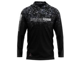 Camiseta de Pesca Mar Negro Sublimada Com Capuz Proteção Solar 50+ UV - Fisher Séries Camiseta de Pesca Mar Negro Sublimada Com Capuz Proteção Solar 50+ UV - Fisher Séries
