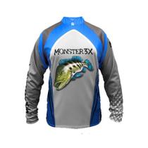 Camiseta De Pesca Monster 3x Tucunare New Fish 03 Proteção Solar Uv SSX Multicoisas