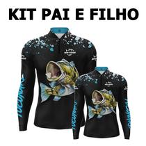 Camiseta de Pesca Pai e Filho Com Estampa Igual e Proteção Solar