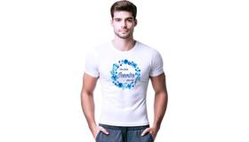 Camiseta de Poliester Branca Personalizada Novembro Azul