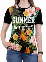 Camiseta de Praia Floral Feminina Florida Roupas blusa